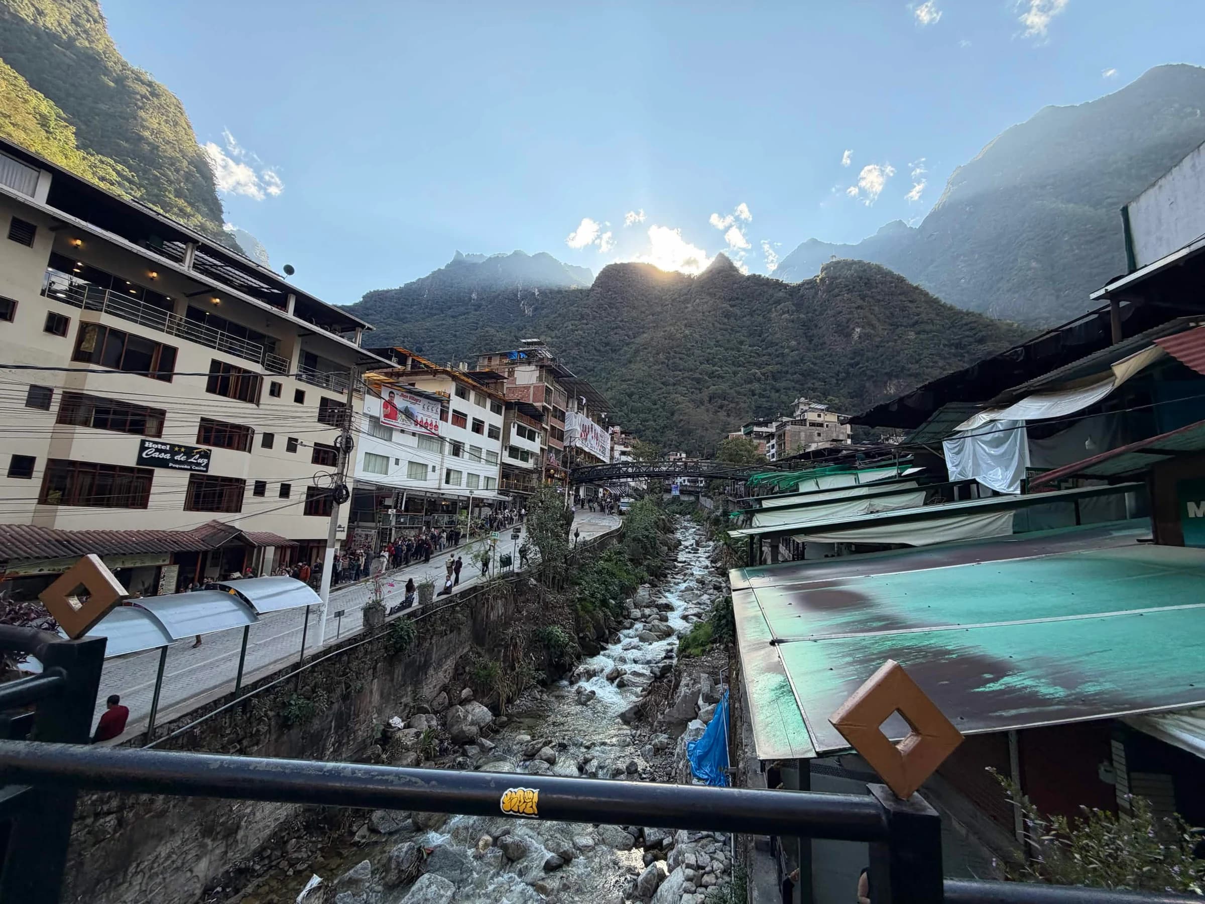 A river through a mountain town in Peru